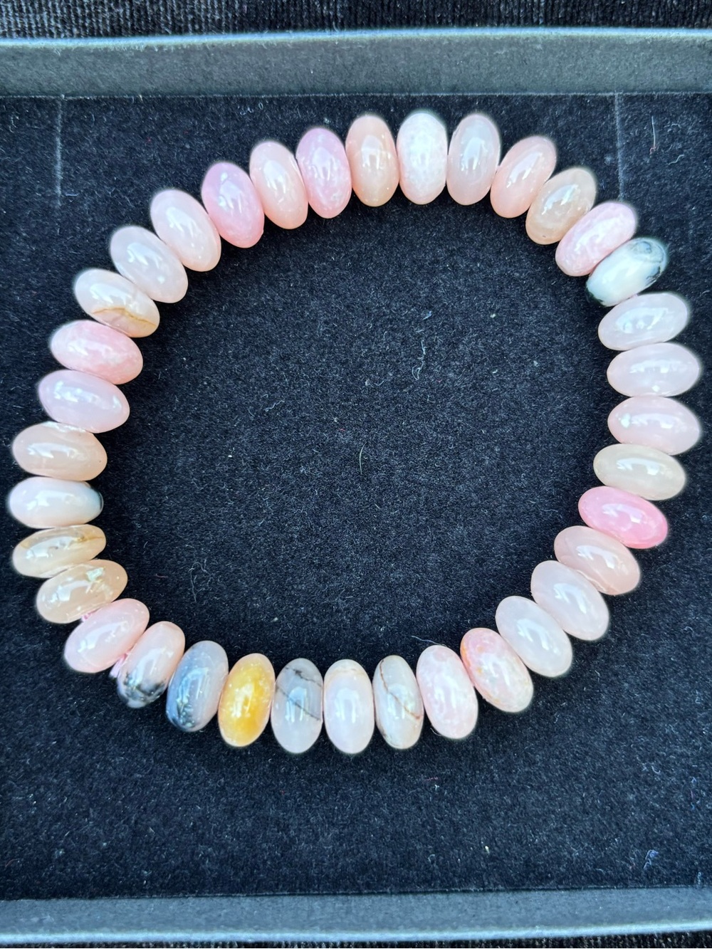 Pink Opal Rondelle Bracelet Size 6.5-7 inch wrist